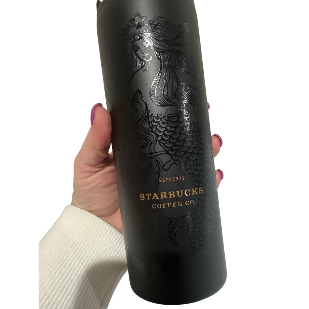 Starbucks Siren Black Insulated Tumbler Embossed Mermaid Thailand